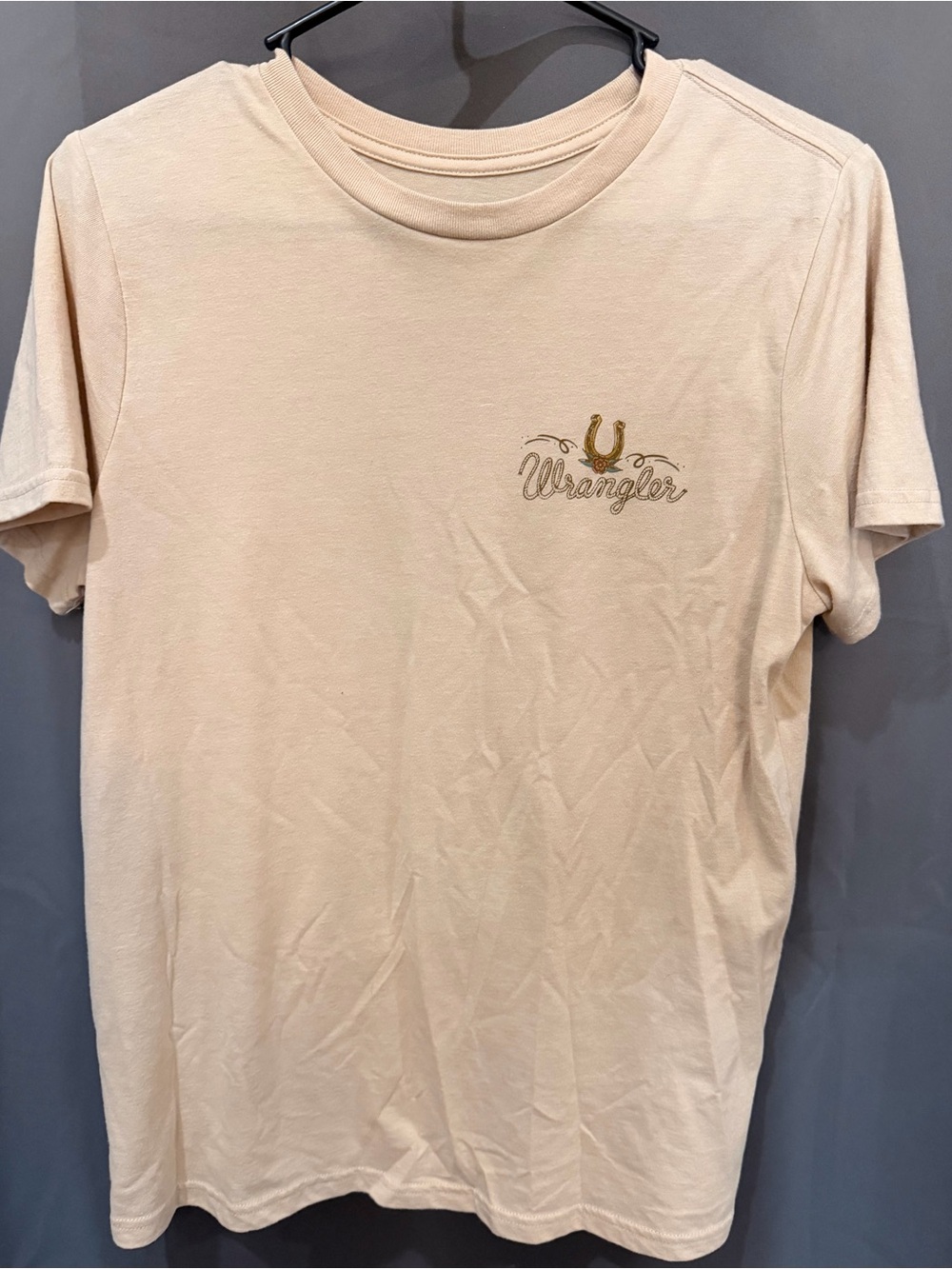 Wrangler Men's Beige Crewneck T-Shirt with Gold Logo